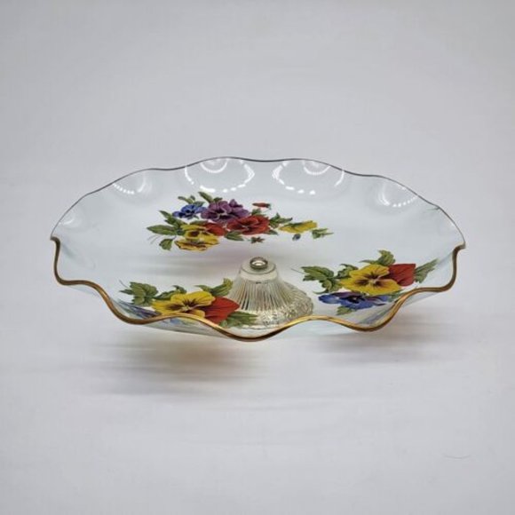 Vintage James Clarke & Sons Glass Stoke On Trent England Pedestal Serving Plate - Picture 2 of 5